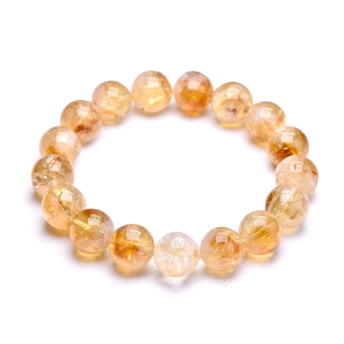 Golden Citrine round-bead bracelet shown in a close product view.