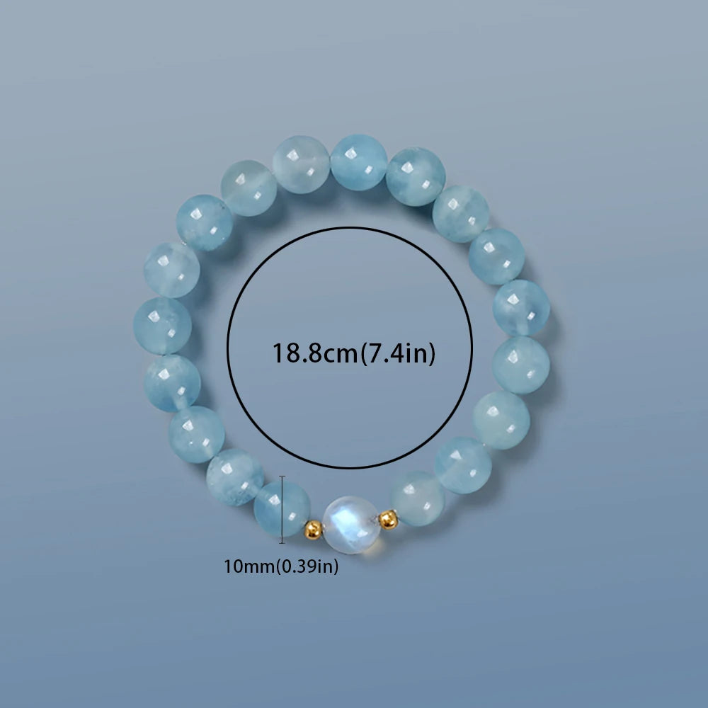 Aquamarine and white crystal bracelet, Strong Protection and Positive energy bracelet,  Hand jewelry, 1pc