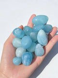 Genuine natural Aquamarine tumbled stone for everyday carrying