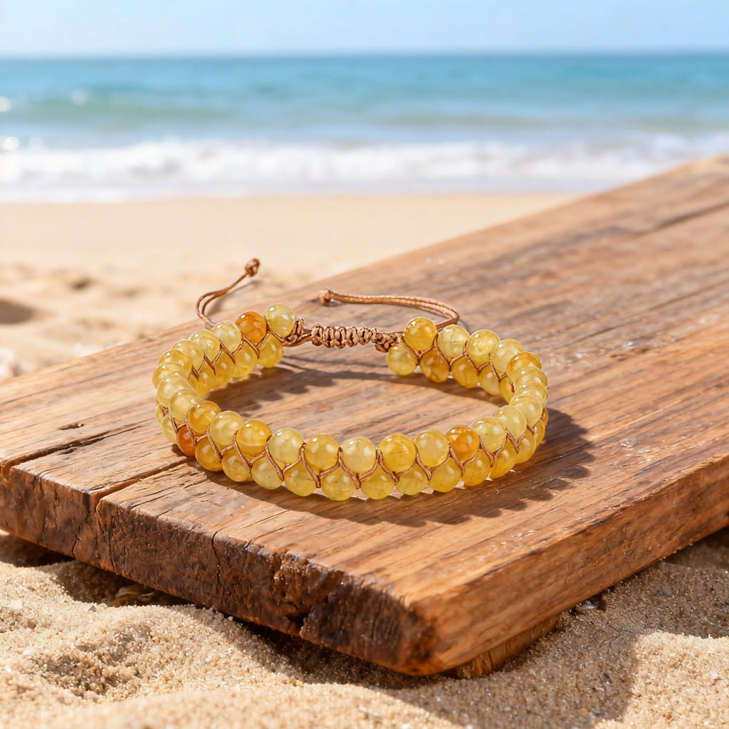 Summer Versatile prom jewelry braclets for Summer Vacation Travel Beach Party healing Citrine anklet for man 4.5