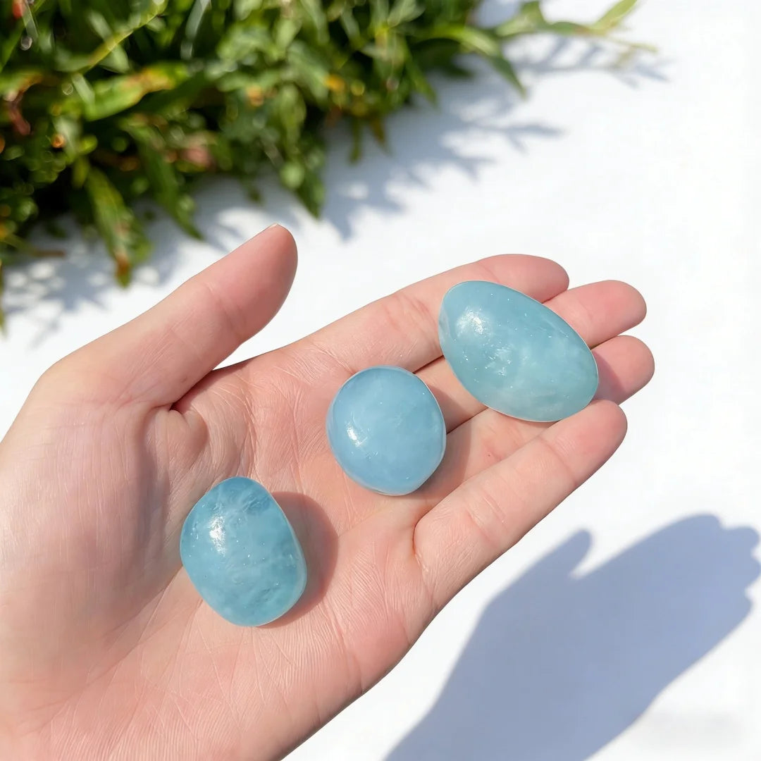 Close-up of polished Aquamarine crystal surface