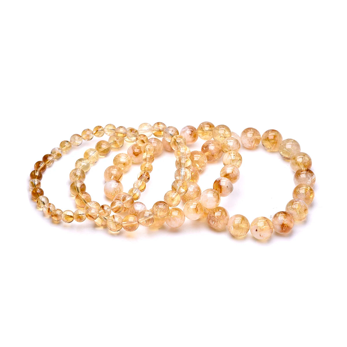 Several Citrine bracelet variants grouped together on a white background.
