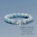 Aquamarine and white crystal bracelet, Strong Protection and Positive energy bracelet,  Hand jewelry, 1pc