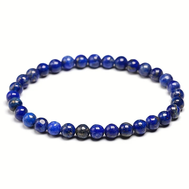 Lapis Lazuli bracelet with smaller round beads isolated on white.